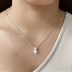 Gargantilha Gatinho Cravejado Prata 925 - CPR739