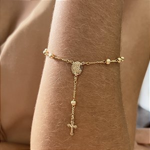 Pulseira Terço Bolas Foscas Semijoias 18k - MP607