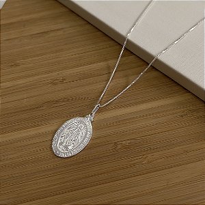 Gargantilha Pingente N.Sra. das Graças 32mm Prata 925 - CPR772