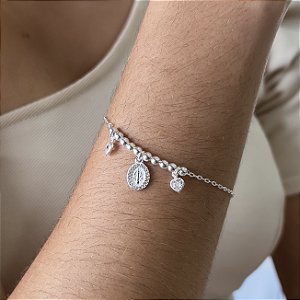 Pulseira com Pingente N.Sra. das Graças Prata 925 - PPR527