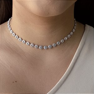 Choker Riviera com Pedras Swarovski Prata 925 com Ródio - CPR455