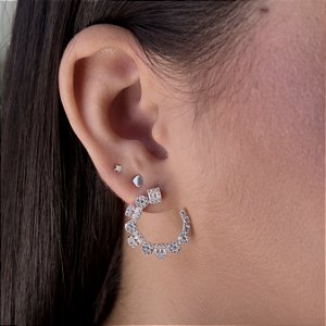 Brincos Argolas com Zircônias Prata 925 - BPR804