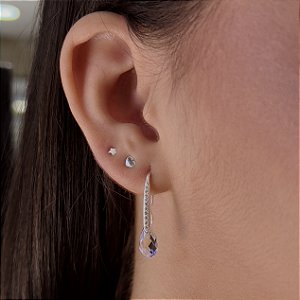 Brincos Gancho com Pedra Furta-cor Prata 925 - BPR806