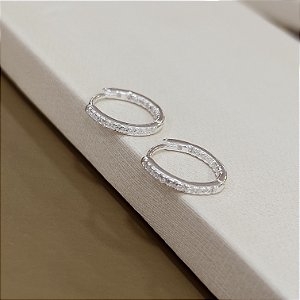 Argolas 15mm Cravejadas com Zircônias Prata 925 - BPR809