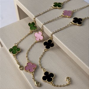 Pulseira com 3 Trevos Resinados Semijoias 18k - MP605