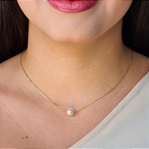 Gargantilha com Pérola Semijoias 18k - MC848