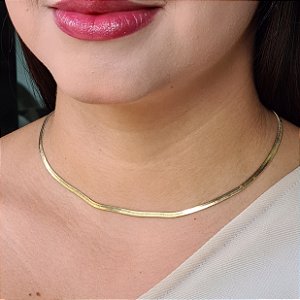 Gargantilha Fio Laminado com 3mm Semijoias 18k - MC838