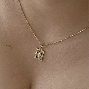 Gargantilha N.Sra das Graças com Zircônias Semijoia 18k - MC858