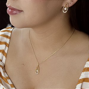 Conjunto Cravejado com Zircônias Semijoia 18k - MCJ96