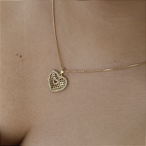 Gargantilha Coração com Zircônias Semijoia 18k - MC560