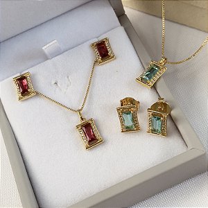Conjunto com Zircônias Semijoia 18k - MCJ112