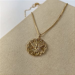 Gargantilha com Pingente Espirito Santo Semijoia 18k - MC885