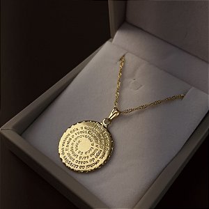 Gargantilha Pingente com Oração do Espirito Santo Semijoia 18k - MC940