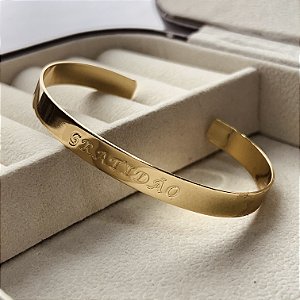 Bracelete Ajustável com Frase Gratidão Semijoia 18k - MP637