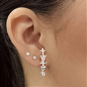 Brincos LV com Zircônias Prata 925 - BPR824