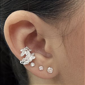 Argola Fake Cravejada com Zircônias Prata 925 - BPR826