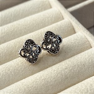 Brincos Cravejados com Marcassitas Prata 925 Bali - BPR832