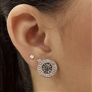 Brincos Pizza Cravejados com Zircônias Prata 925 - BPR837