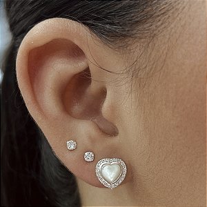 Brincos Coração Cravejados com Zircônias Prata 925 - BPR845