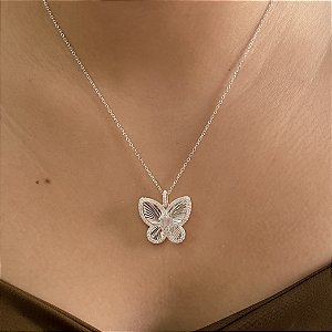 Gargantilha Borboleta Cravejada com Zircônias Prata 925 - CPR784