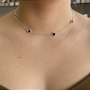 Choker Trevos Resinados Prata 925 - CPR785