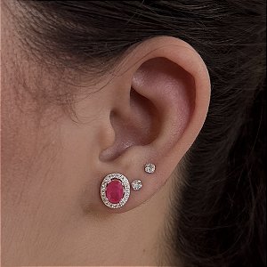 Brincos Oval Cravejados com Zircônias Prata 925 - BPR862