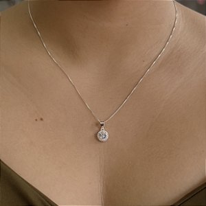 Gargantilha com Pingente Ponto de Luz com Zircônias Prata 925 - CPR808
