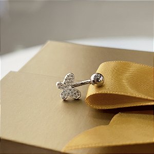 Piercing Borboleta para Umbigo Prata 925 com Pino Aço - PIPR434