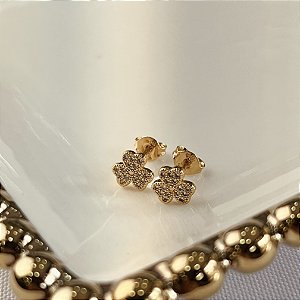Brincos Trevos Cravejados com Zircônias Semijoias 18k - MB1177