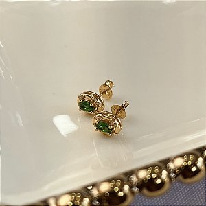 Brincos Oval com Zircônia Semijoia 18k - MB1084