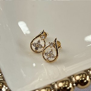 Brincos com Flor de Zircônia Semijoias 18k - MB1067