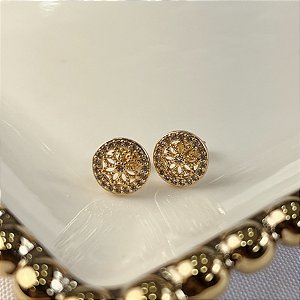 Brincos Flor Cravejada com Zircônia Semijoia 18k - MB1172