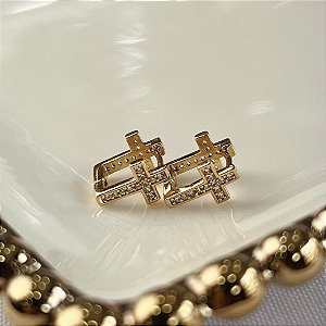 Argolas com Crucifixo Cravejado Semijoias 18k - MB1136