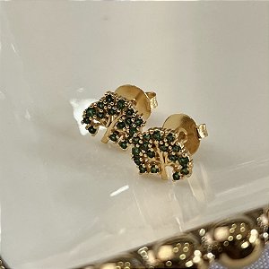 Brincos Árvore Cravejado com Zircônias Verde Semijoias 18k - MB1069