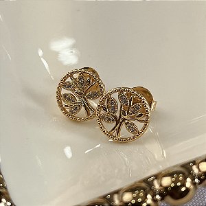Brincos Árvore Da Vida Semijoias 18k - MB1068