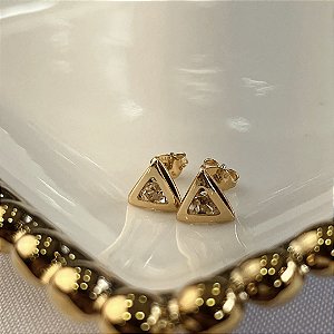 Brincos Triângulo com Zircônia Semijoias 18k - MB1124