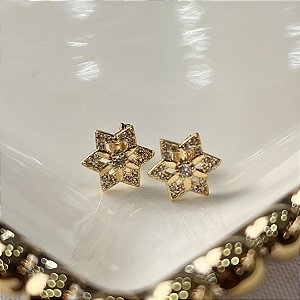 Brincos Estrela Cravejadas com Zircônia Semijoias 18k - MB1180