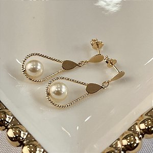 Brincos Gota de Pérola Semijoias 18k - MB1143
