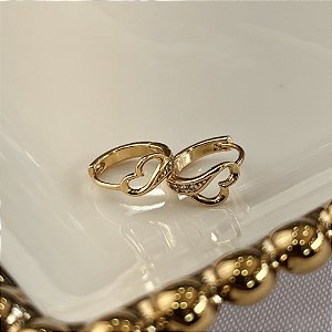 Argolas Detalhe Coração com Zircônia Semijoias 18k - MB1227