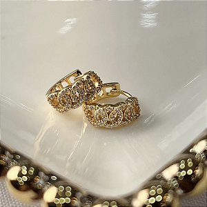 Argolas Elos Cravejados Semijoias 18k - MB1045