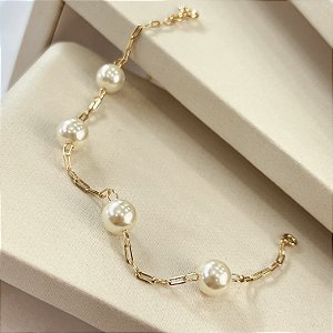 Pulseira com Pérolas Semijoias 18k - 18cm - MP623