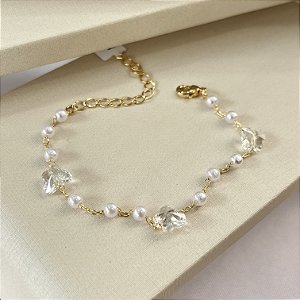 Pulseira Borboleta com Pérolas Semijoias 18k - 18cm - MP625
