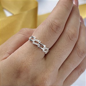 Anel Elos com Zircônias Prata 925 - APR261
