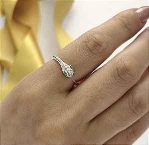 Anel Cobra com Zircônia Verde Prata 925 - APR282