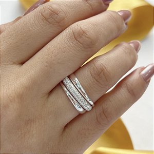 Anel Triplo Cravejado Prata 925 - Apr290