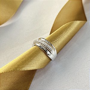 Anel Triplo Cravejado Prata 925 - Apr290