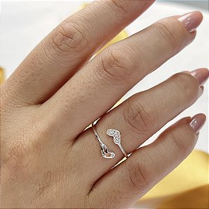 Anel Coração Ajustável Prata 925 - APR288