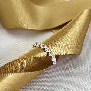 Anel Corações com Zircônias Prata 925 - APR273