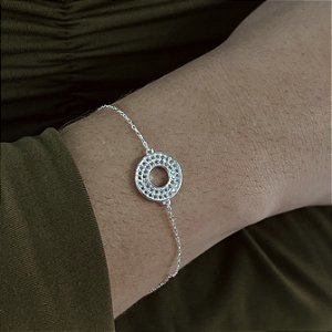 Pulseira Círculo Cravejado Prata 925 - PPR561