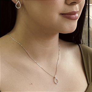 Conjunto Gota Cravejado Prata 925 - CJPR107